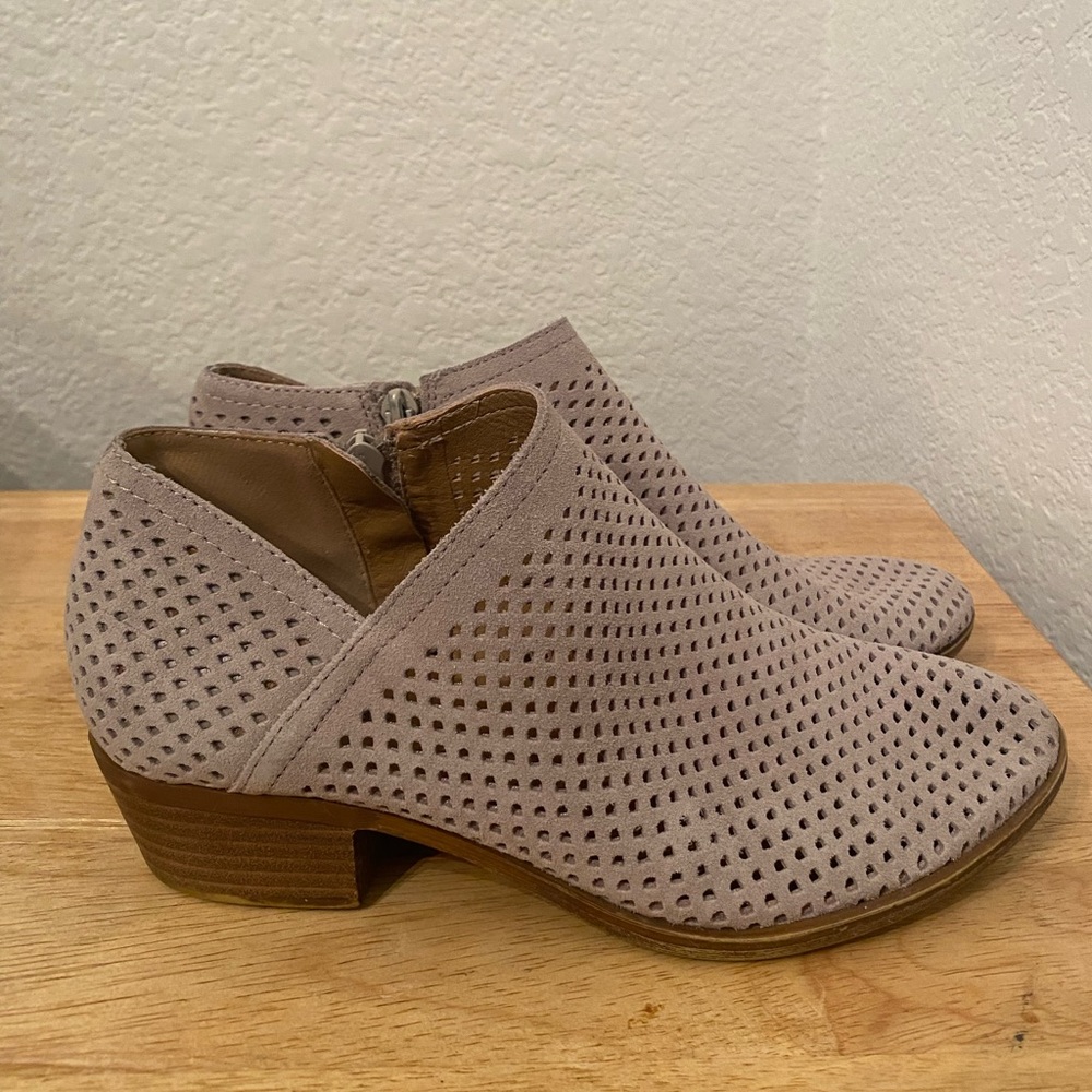 Lucky Brand Taupe Perforated Ankle Booties